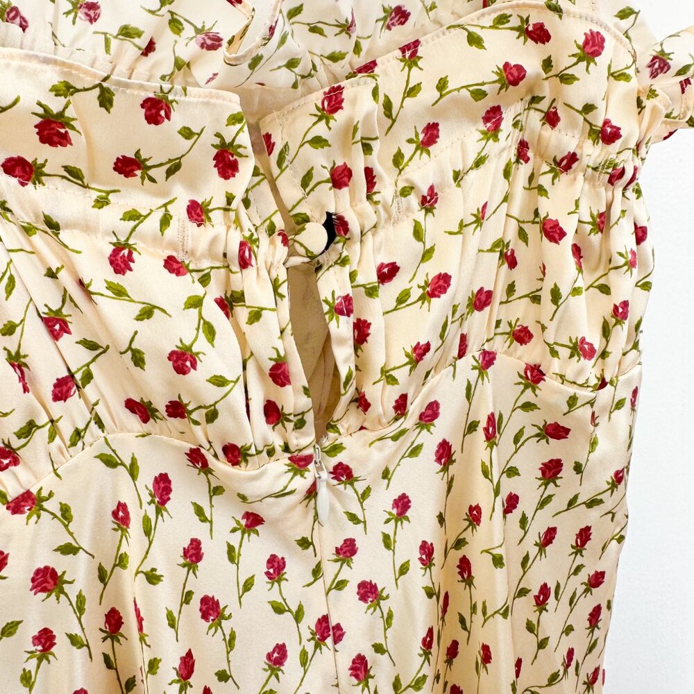 Reformation | Erdem 100% Silk Midi Dress in Nicola Floral Cream - Picture 7 of 10